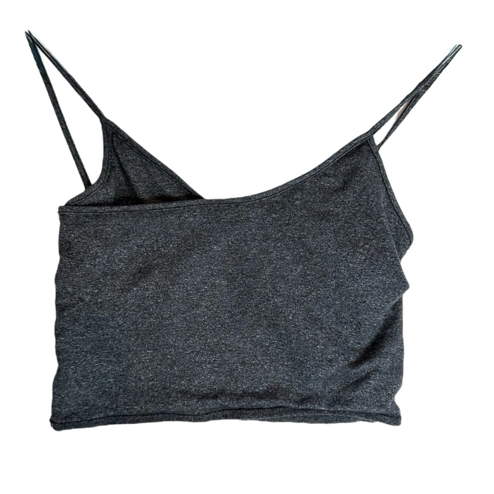 Live The Process Heathered Gray Asymmetrical Strap Sports Bra Crop Top Size XS